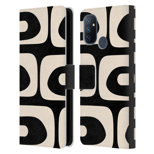 Kierkegaard Design Studio Retro Abstract Patterns Modern Piquet Black Cream Leather Book Wallet Case Cover For OnePlus Nord N100