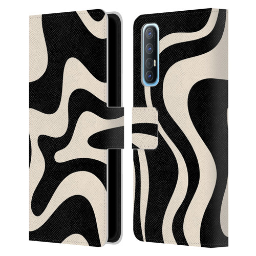 Kierkegaard Design Studio Retro Abstract Patterns Black Almond Cream Swirl Leather Book Wallet Case Cover For OPPO Find X2 Neo 5G