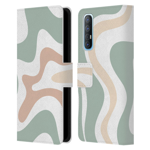 Kierkegaard Design Studio Retro Abstract Patterns Celadon Sage Swirl Leather Book Wallet Case Cover For OPPO Find X2 Neo 5G