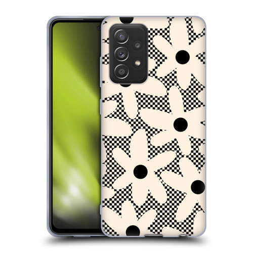 Kierkegaard Design Studio Retro Abstract Patterns Daisy Black Cream Dots Check Soft Gel Case for Samsung Galaxy A52 / A52s / 5G (2021)