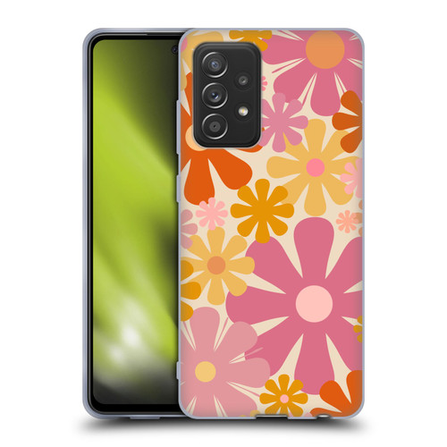 Kierkegaard Design Studio Retro Abstract Patterns Pink Orange Thulian Flowers Soft Gel Case for Samsung Galaxy A52 / A52s / 5G (2021)