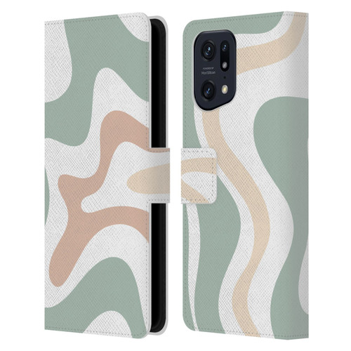 Kierkegaard Design Studio Retro Abstract Patterns Celadon Sage Swirl Leather Book Wallet Case Cover For OPPO Find X5