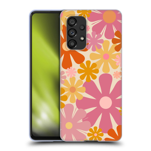 Kierkegaard Design Studio Retro Abstract Patterns Pink Orange Thulian Flowers Soft Gel Case for Samsung Galaxy A53 5G (2022)