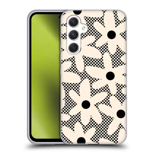 Kierkegaard Design Studio Retro Abstract Patterns Daisy Black Cream Dots Check Soft Gel Case for Samsung Galaxy A54 5G