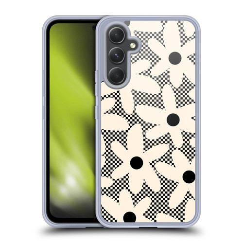 Kierkegaard Design Studio Retro Abstract Patterns Daisy Black Cream Dots Check Soft Gel Case for Samsung Galaxy A54 5G