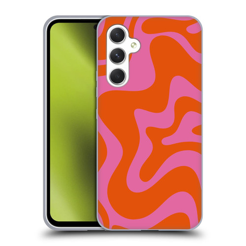 Kierkegaard Design Studio Retro Abstract Patterns Hot Pink Orange Swirl Soft Gel Case for Samsung Galaxy A54 5G