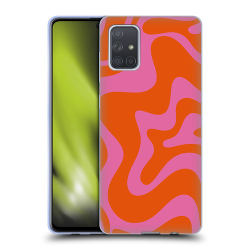 Kierkegaard Design Studio Retro Abstract Patterns Hot Pink Orange Swirl Soft Gel Case for Samsung Galaxy A71 (2019)