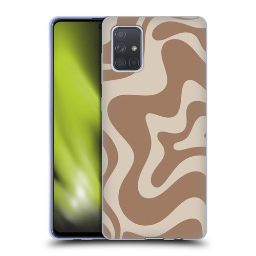 Kierkegaard Design Studio Retro Abstract Patterns Milk Brown Beige Swirl Soft Gel Case for Samsung Galaxy A71 (2019)