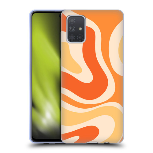 Kierkegaard Design Studio Retro Abstract Patterns Modern Orange Tangerine Swirl Soft Gel Case for Samsung Galaxy A71 (2019)