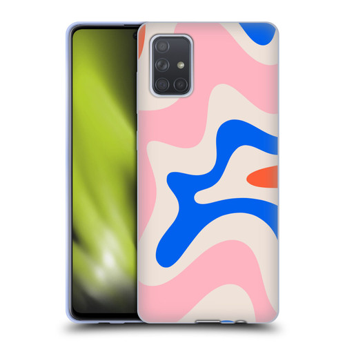 Kierkegaard Design Studio Retro Abstract Patterns Pink Blue Orange Swirl Soft Gel Case for Samsung Galaxy A71 (2019)