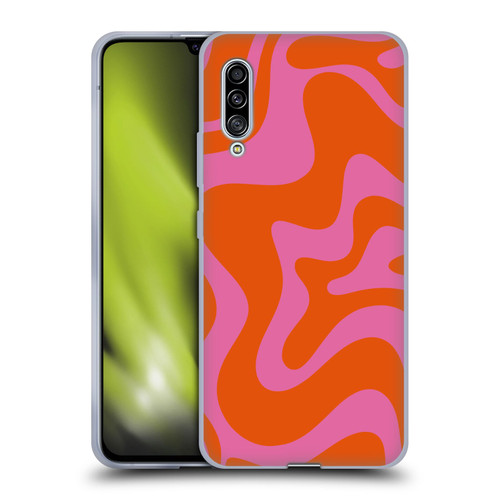 Kierkegaard Design Studio Retro Abstract Patterns Hot Pink Orange Swirl Soft Gel Case for Samsung Galaxy A90 5G (2019)