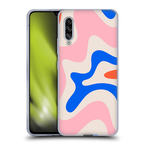 Kierkegaard Design Studio Retro Abstract Patterns Pink Blue Orange Swirl Soft Gel Case for Samsung Galaxy A90 5G (2019)