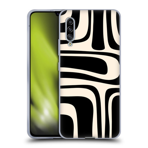 Kierkegaard Design Studio Retro Abstract Patterns Palm Springs Black Cream Soft Gel Case for Samsung Galaxy A90 5G (2019)