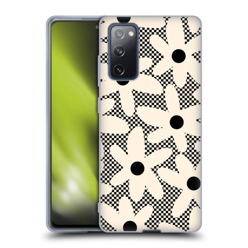 Kierkegaard Design Studio Retro Abstract Patterns Daisy Black Cream Dots Check Soft Gel Case for Samsung Galaxy S20 FE / 5G