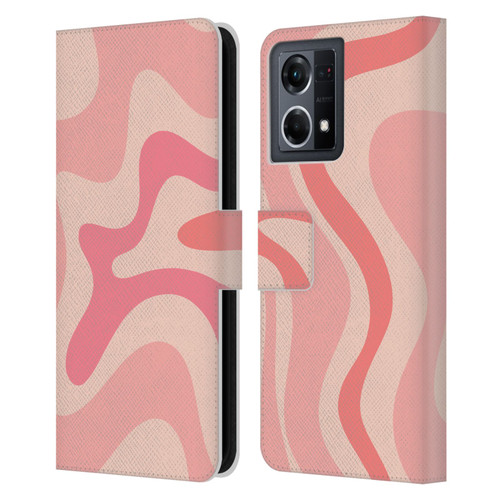 Kierkegaard Design Studio Retro Abstract Patterns Soft Pink Liquid Swirl Leather Book Wallet Case Cover For OPPO Reno8 4G