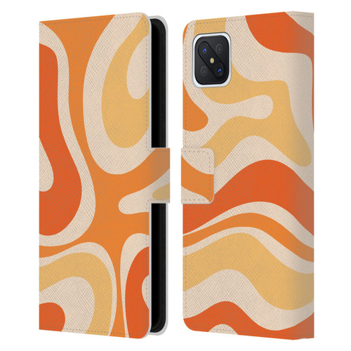 Kierkegaard Design Studio Retro Abstract Patterns Modern Orange Tangerine Swirl Leather Book Wallet Case Cover For OPPO Reno4 Z 5G