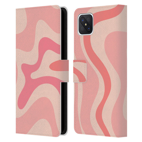 Kierkegaard Design Studio Retro Abstract Patterns Soft Pink Liquid Swirl Leather Book Wallet Case Cover For OPPO Reno4 Z 5G