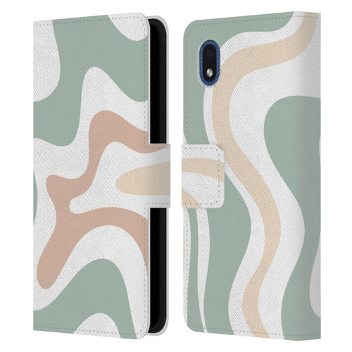 Kierkegaard Design Studio Retro Abstract Patterns Celadon Sage Swirl Leather Book Wallet Case Cover For Samsung Galaxy A01 Core (2020)