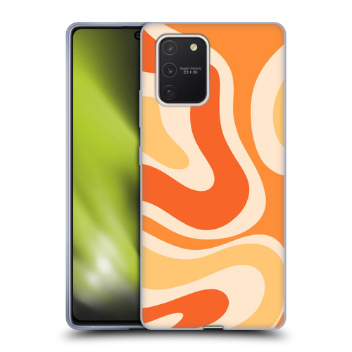 Kierkegaard Design Studio Retro Abstract Patterns Modern Orange Tangerine Swirl Soft Gel Case for Samsung Galaxy S10 Lite