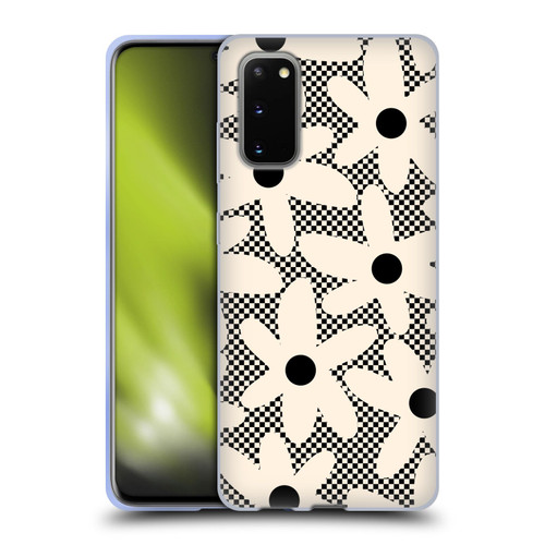 Kierkegaard Design Studio Retro Abstract Patterns Daisy Black Cream Dots Check Soft Gel Case for Samsung Galaxy S20 / S20 5G