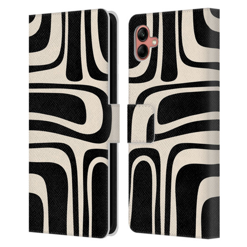 Kierkegaard Design Studio Retro Abstract Patterns Palm Springs Black Cream Leather Book Wallet Case Cover For Samsung Galaxy A04 (2022)