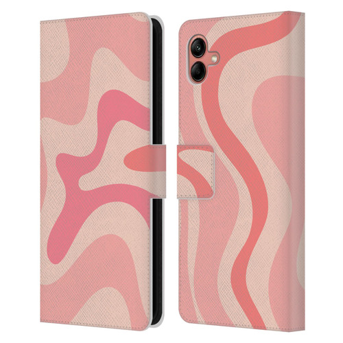 Kierkegaard Design Studio Retro Abstract Patterns Soft Pink Liquid Swirl Leather Book Wallet Case Cover For Samsung Galaxy A04 (2022)