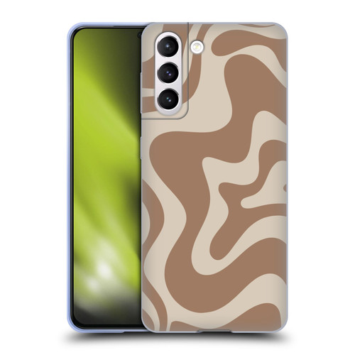 Kierkegaard Design Studio Retro Abstract Patterns Milk Brown Beige Swirl Soft Gel Case for Samsung Galaxy S21 5G