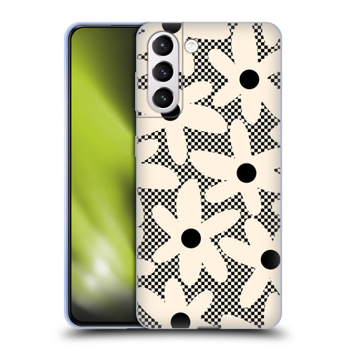 Kierkegaard Design Studio Retro Abstract Patterns Daisy Black Cream Dots Check Soft Gel Case for Samsung Galaxy S21+ 5G