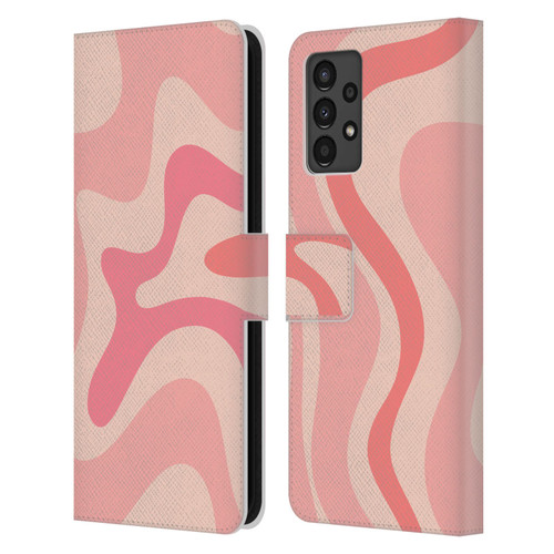 Kierkegaard Design Studio Retro Abstract Patterns Soft Pink Liquid Swirl Leather Book Wallet Case Cover For Samsung Galaxy A13 (2022)