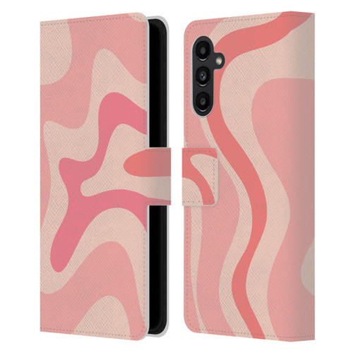 Kierkegaard Design Studio Retro Abstract Patterns Soft Pink Liquid Swirl Leather Book Wallet Case Cover For Samsung Galaxy A13 5G (2021)