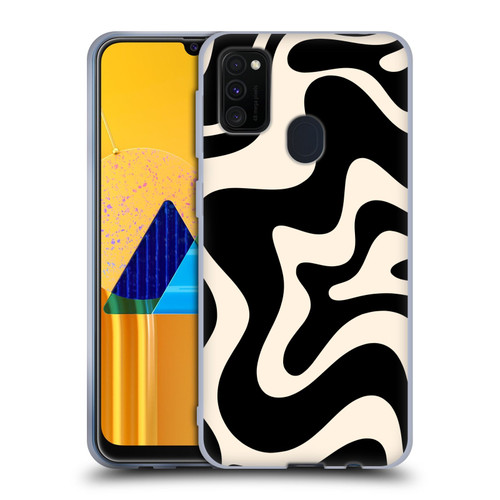 Kierkegaard Design Studio Retro Abstract Patterns Black Almond Cream Swirl Soft Gel Case for Samsung Galaxy M30s (2019)/M21 (2020)