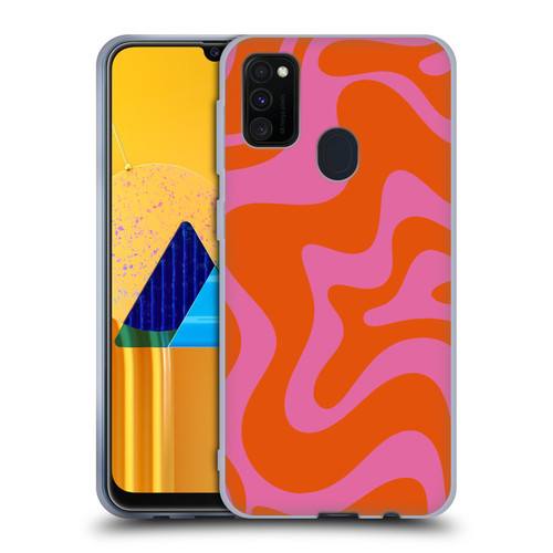 Kierkegaard Design Studio Retro Abstract Patterns Hot Pink Orange Swirl Soft Gel Case for Samsung Galaxy M30s (2019)/M21 (2020)