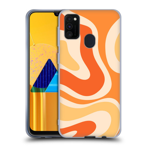 Kierkegaard Design Studio Retro Abstract Patterns Modern Orange Tangerine Swirl Soft Gel Case for Samsung Galaxy M30s (2019)/M21 (2020)