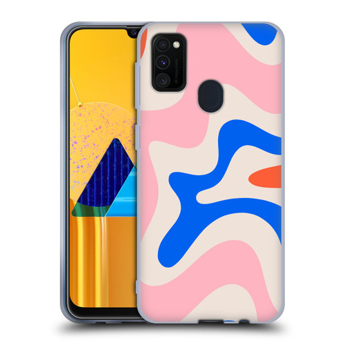 Kierkegaard Design Studio Retro Abstract Patterns Pink Blue Orange Swirl Soft Gel Case for Samsung Galaxy M30s (2019)/M21 (2020)