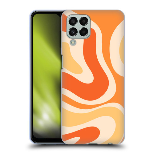Kierkegaard Design Studio Retro Abstract Patterns Modern Orange Tangerine Swirl Soft Gel Case for Samsung Galaxy M33 (2022)