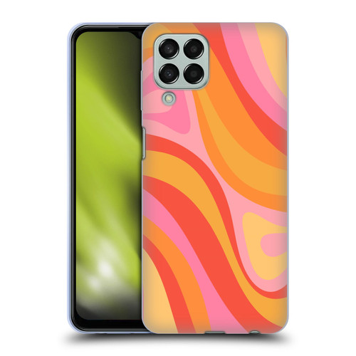 Kierkegaard Design Studio Retro Abstract Patterns Pink Orange Yellow Swirl Soft Gel Case for Samsung Galaxy M33 (2022)