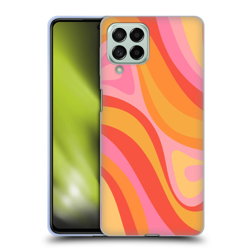 Kierkegaard Design Studio Retro Abstract Patterns Pink Orange Yellow Swirl Soft Gel Case for Samsung Galaxy M53 (2022)