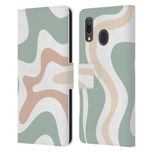 Kierkegaard Design Studio Retro Abstract Patterns Celadon Sage Swirl Leather Book Wallet Case Cover For Samsung Galaxy A33 5G (2022)