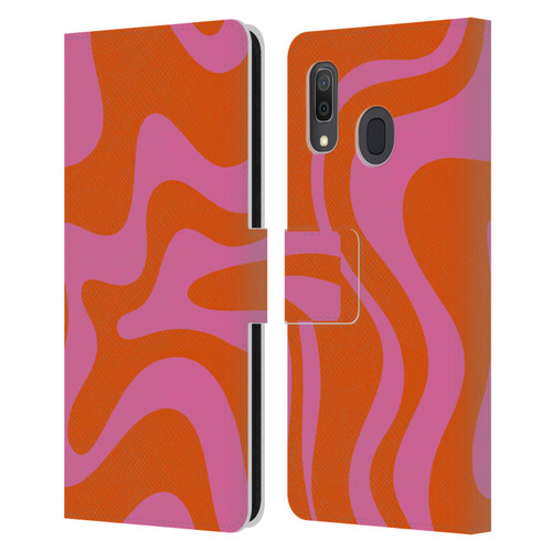 Kierkegaard Design Studio Retro Abstract Patterns Hot Pink Orange Swirl Leather Book Wallet Case Cover For Samsung Galaxy A33 5G (2022)