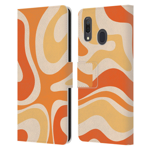 Kierkegaard Design Studio Retro Abstract Patterns Modern Orange Tangerine Swirl Leather Book Wallet Case Cover For Samsung Galaxy A33 5G (2022)