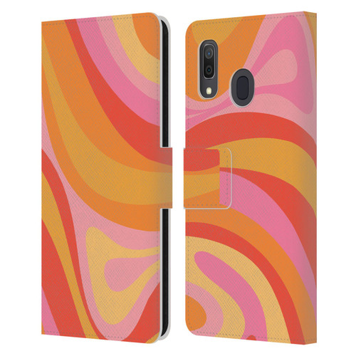 Kierkegaard Design Studio Retro Abstract Patterns Pink Orange Yellow Swirl Leather Book Wallet Case Cover For Samsung Galaxy A33 5G (2022)