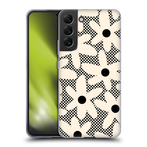 Kierkegaard Design Studio Retro Abstract Patterns Daisy Black Cream Dots Check Soft Gel Case for Samsung Galaxy S22+ 5G