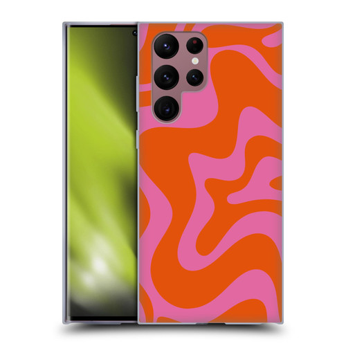 Kierkegaard Design Studio Retro Abstract Patterns Hot Pink Orange Swirl Soft Gel Case for Samsung Galaxy S22 Ultra 5G