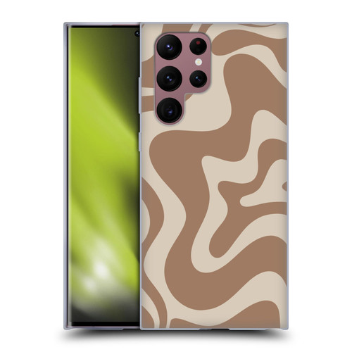 Kierkegaard Design Studio Retro Abstract Patterns Milk Brown Beige Swirl Soft Gel Case for Samsung Galaxy S22 Ultra 5G