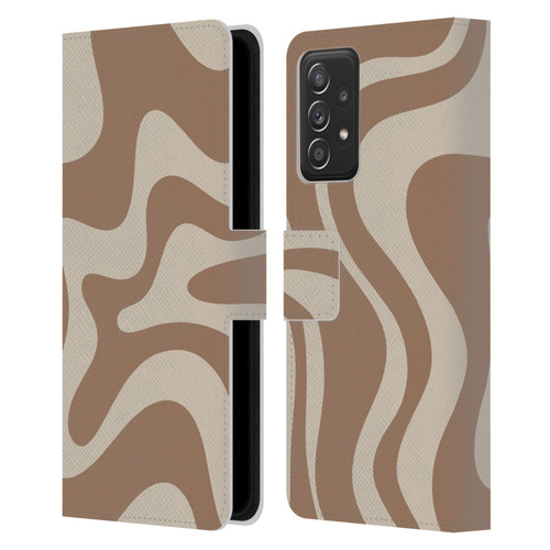Kierkegaard Design Studio Retro Abstract Patterns Milk Brown Beige Swirl Leather Book Wallet Case Cover For Samsung Galaxy A53 5G (2022)