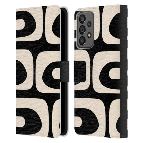 Kierkegaard Design Studio Retro Abstract Patterns Modern Piquet Black Cream Leather Book Wallet Case Cover For Samsung Galaxy A73 5G (2022)