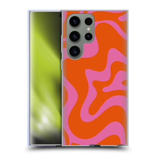 Kierkegaard Design Studio Retro Abstract Patterns Hot Pink Orange Swirl Soft Gel Case for Samsung Galaxy S23 Ultra 5G