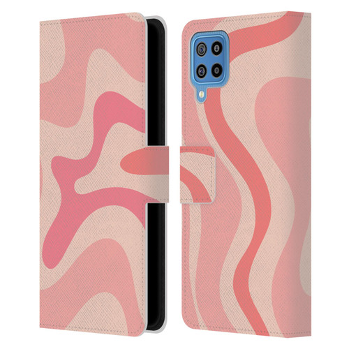 Kierkegaard Design Studio Retro Abstract Patterns Soft Pink Liquid Swirl Leather Book Wallet Case Cover For Samsung Galaxy F22 (2021)