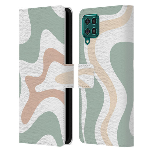 Kierkegaard Design Studio Retro Abstract Patterns Celadon Sage Swirl Leather Book Wallet Case Cover For Samsung Galaxy F62 (2021)