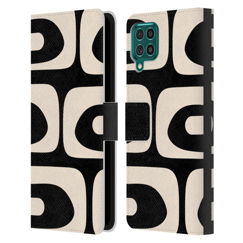 Kierkegaard Design Studio Retro Abstract Patterns Modern Piquet Black Cream Leather Book Wallet Case Cover For Samsung Galaxy F62 (2021)